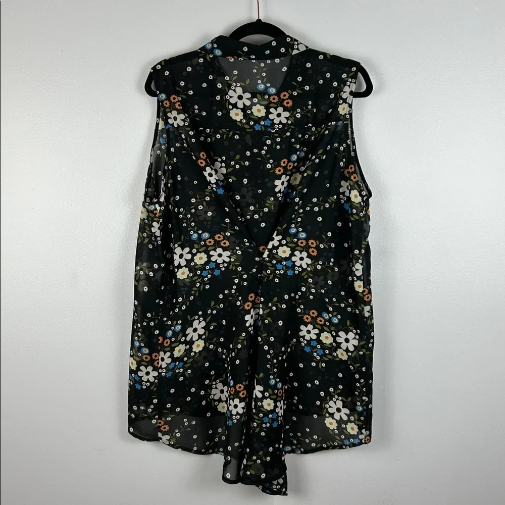 Molly Bracken Gabrielle Floral Sheer Sleeveless Cinched Back Blouse Size 16W - Picture 13 of 14